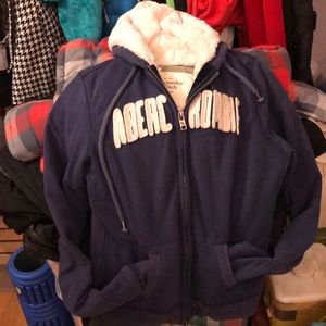 Abercrombie Sherpa double zipper hoodie